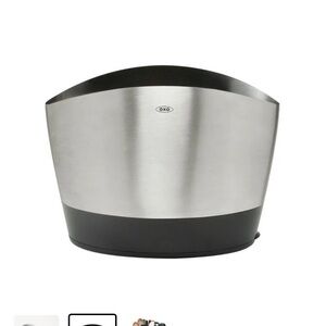 OXO Brushed Steel utensil holder with 3 compartments